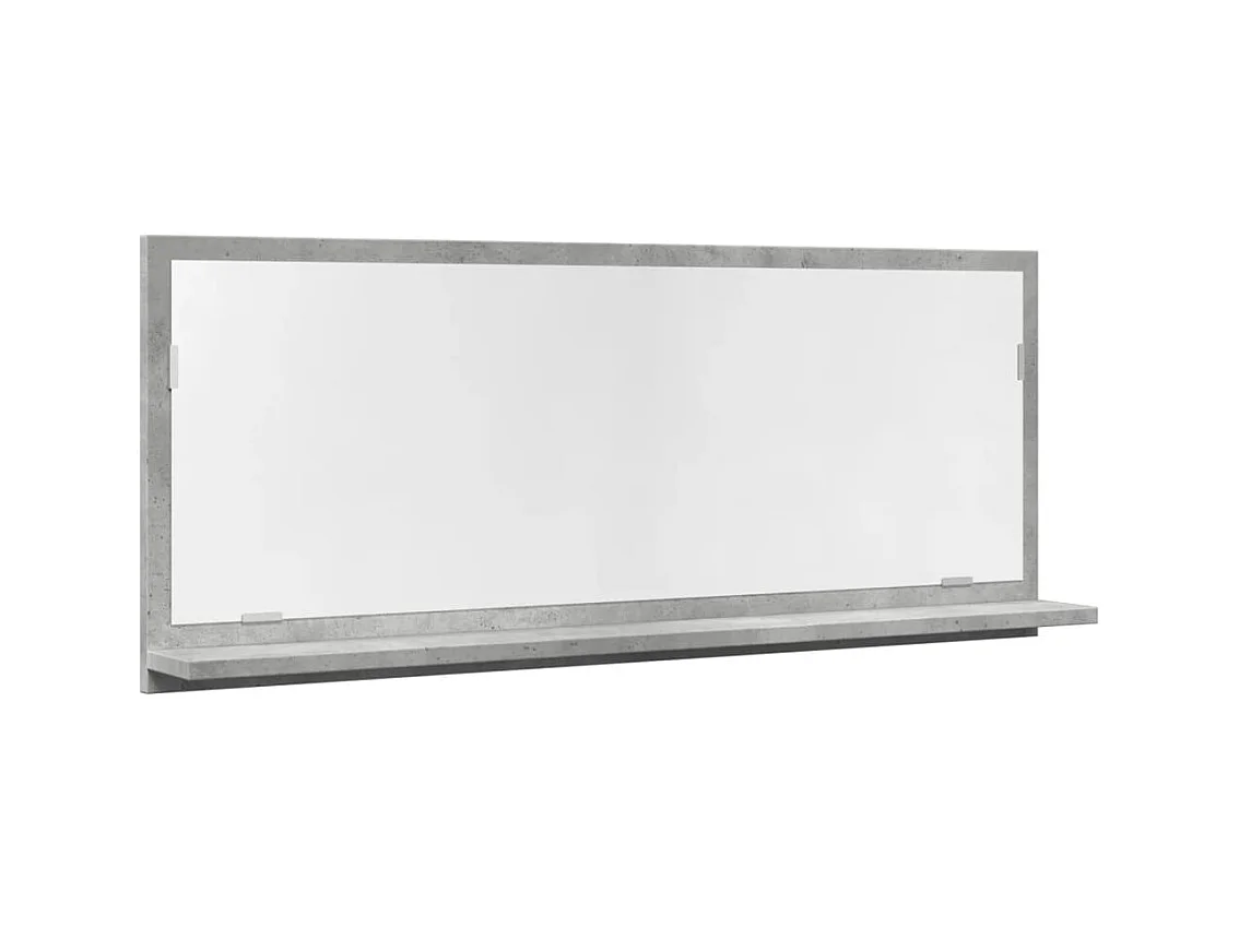 Mobiletto per bagno con specchio in legno ingegnerizzato grigio cemento