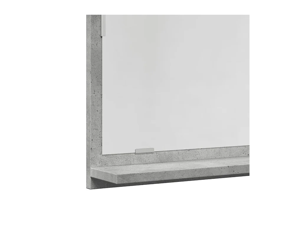 Mobiletto per bagno con specchio in legno ingegnerizzato grigio cemento