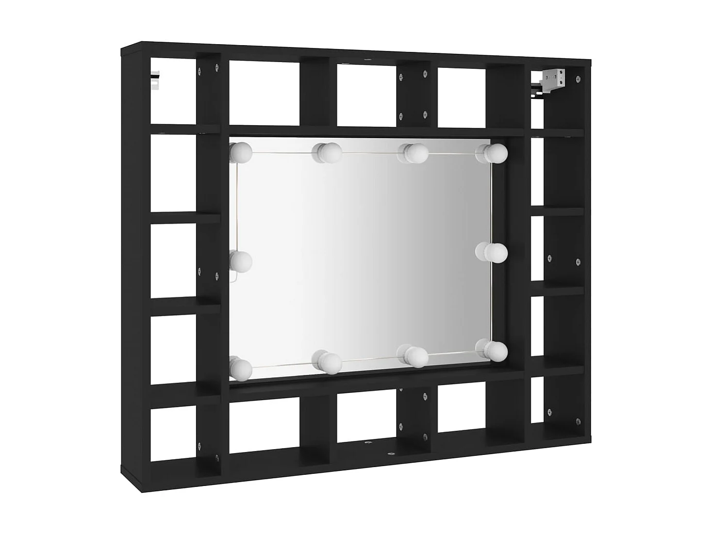 Armoire à miroir à LED noir 91x15x76,5 cm