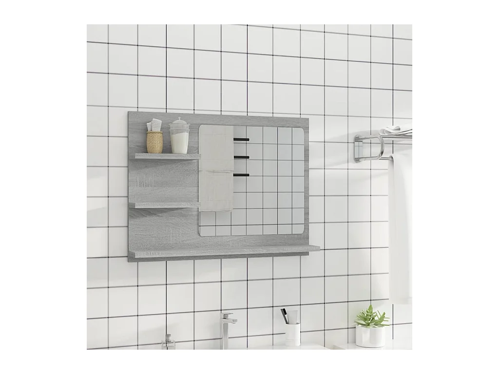 Specchio da bagno Sonoma Grey 60x10,5x45 cm in legno ingegnerizzato