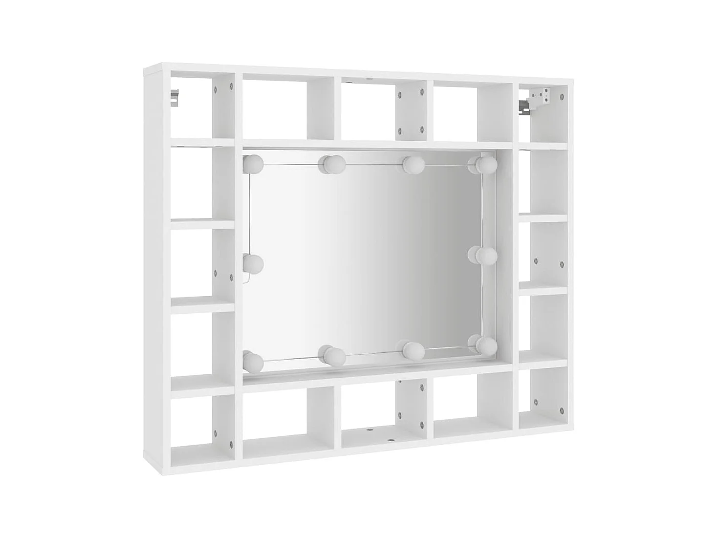 Mobiletto a specchio con LED Bianco 91x15x76,5 cm