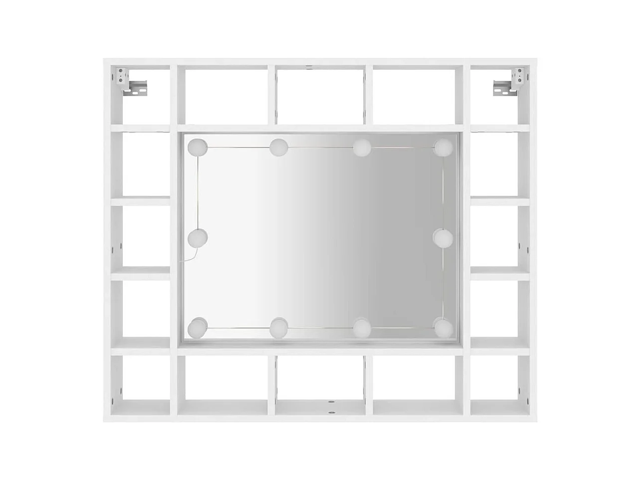 Mobiletto a specchio con LED Bianco 91x15x76,5 cm