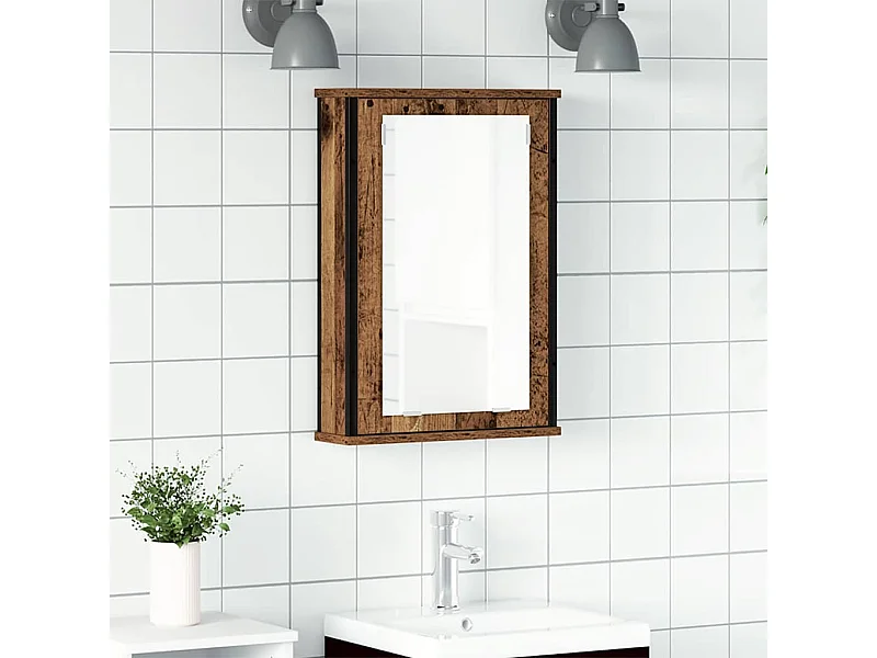 Badkamerspiegelkast oud hout bewerkt hout