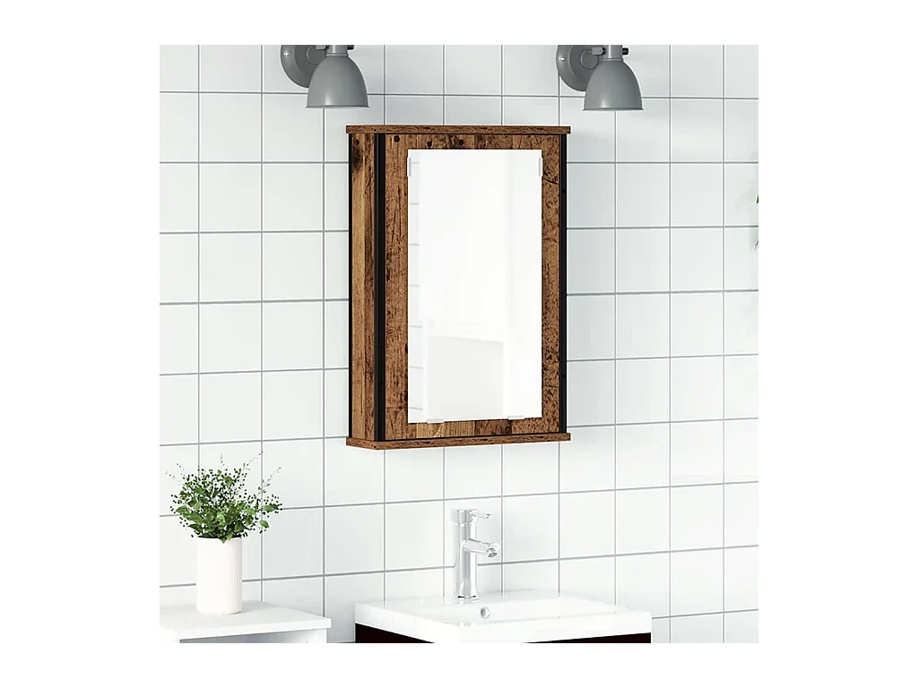 Armoire à miroir de salle de bain vieux bois bois d'ingénierie