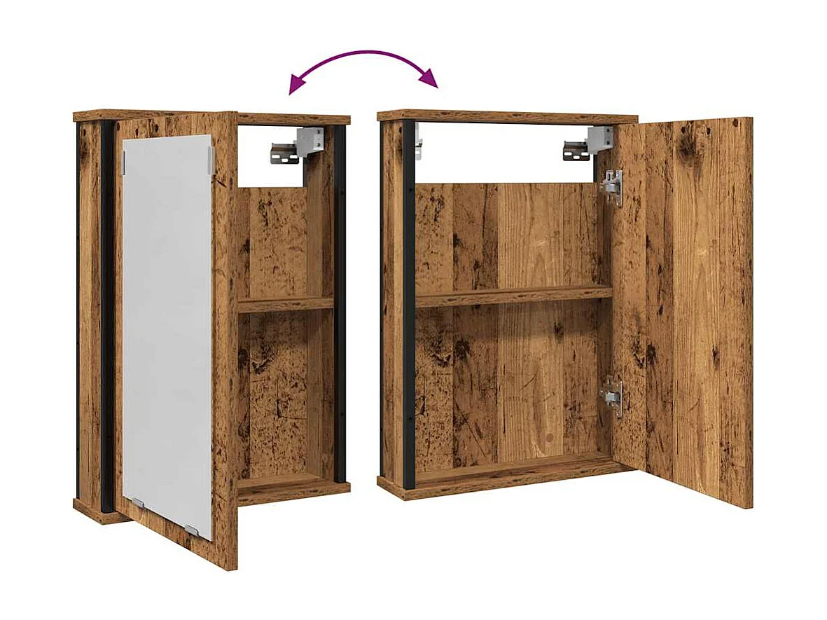 Armoire à miroir de salle de bain vieux bois bois d'ingénierie
