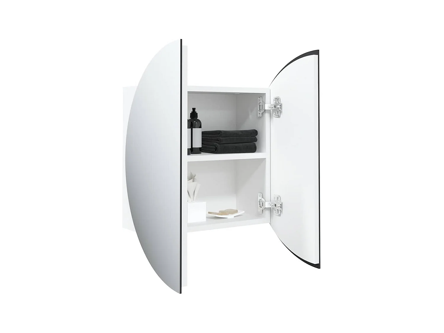 Mueble de baño redondo con espejo y luces LED, blanco, 40x40x17,5 cm