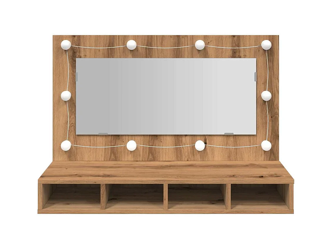 Armoire à miroir avec LED chêne artisanal 90x31,5x62 cm