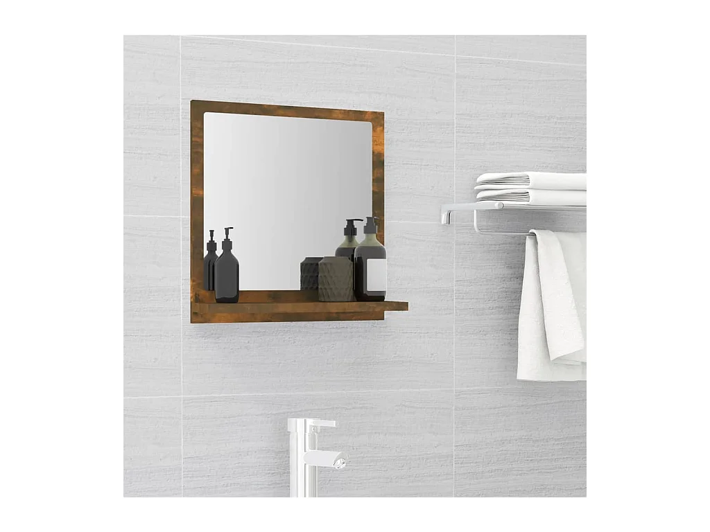 Specchio da bagno in rovere affumicato 40x10,5x37 cm in legno ingegnerizzato