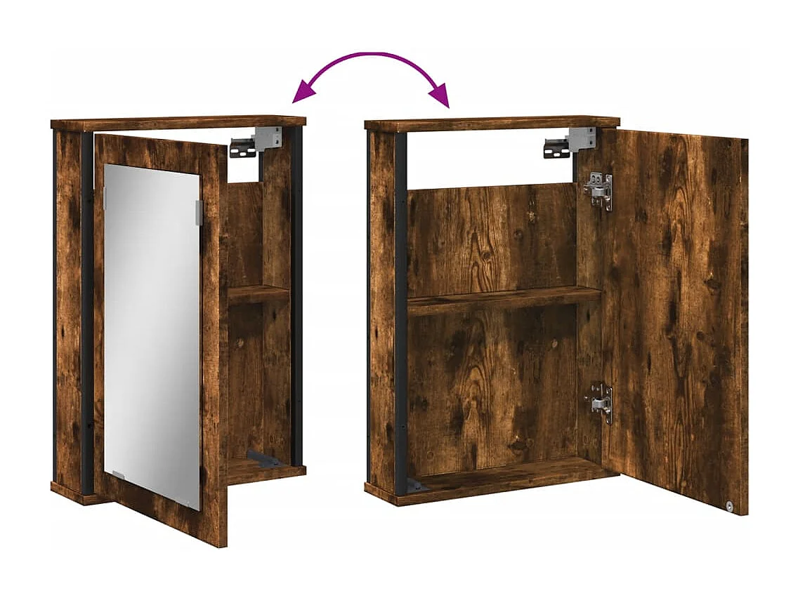 Mueble de baño con espejo de madera de ingeniería de roble ahumado