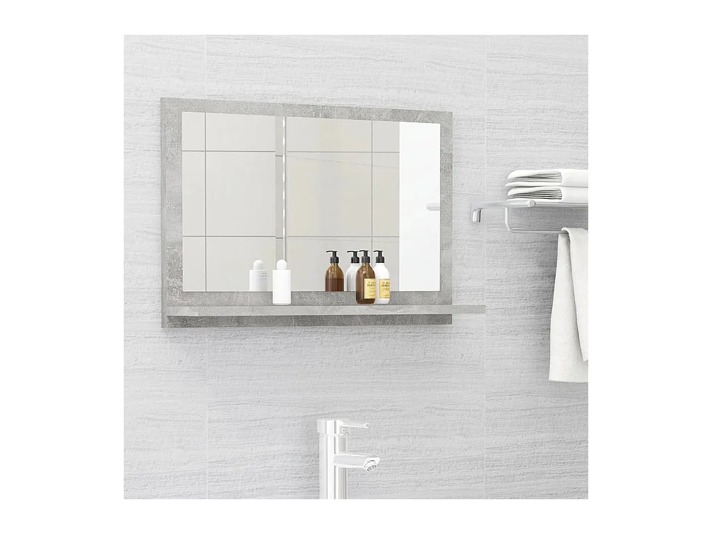 Specchio da bagno grigio cemento 60x10,5x37 cm in truciolato