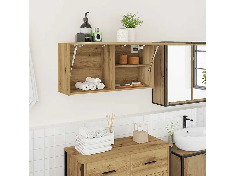 Mueble de pared para baño de madera de ingeniería de roble hecho a mano