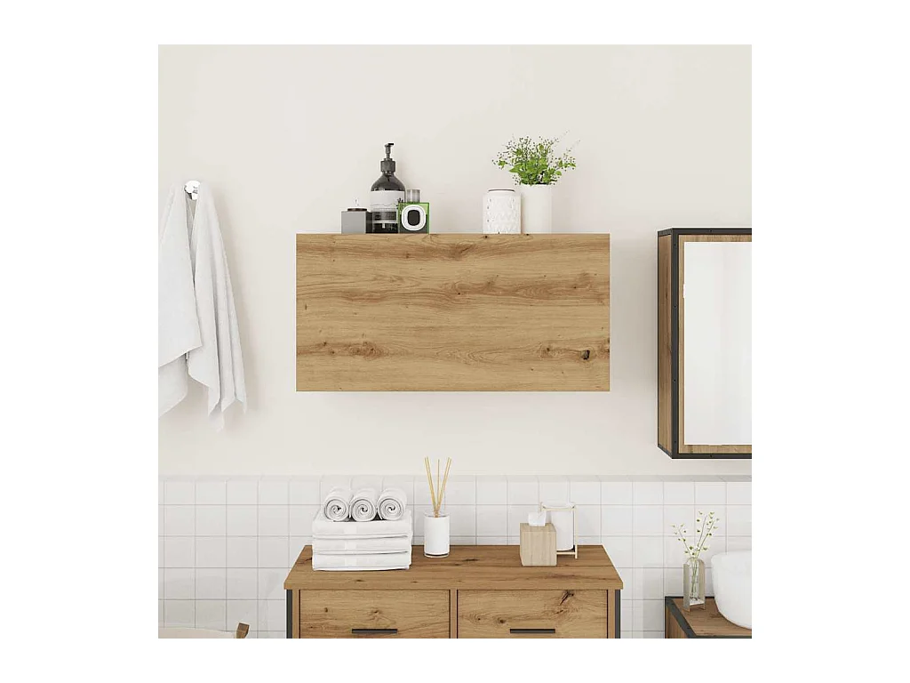 Armoire murale de bain chêne artisanal bois d'ingénierie