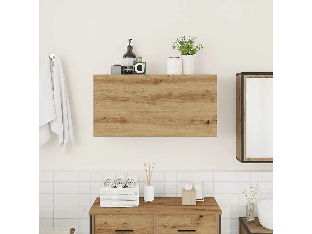 Armoire murale de bain chêne artisanal bois d'ingénierie