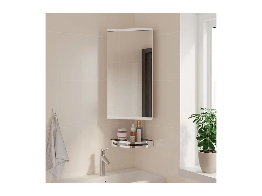 Armoire de bain à miroir d'angle blanc 30x24x60 cm