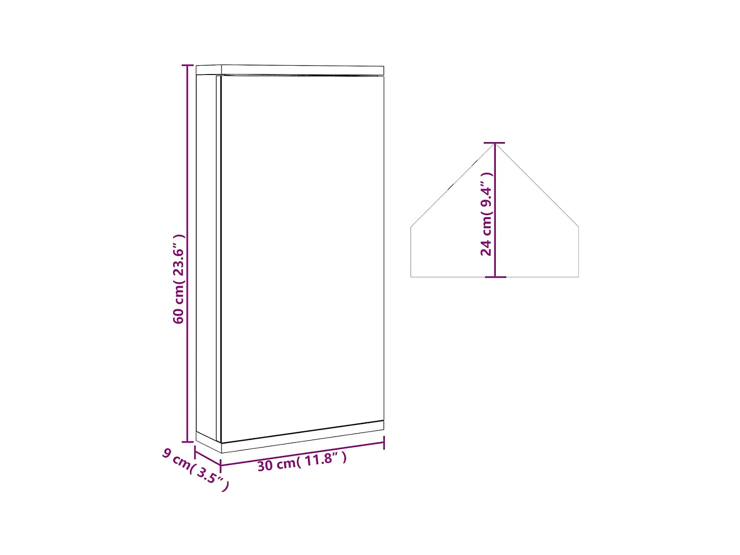 Armoire de bain à miroir d'angle blanc 30x24x60 cm