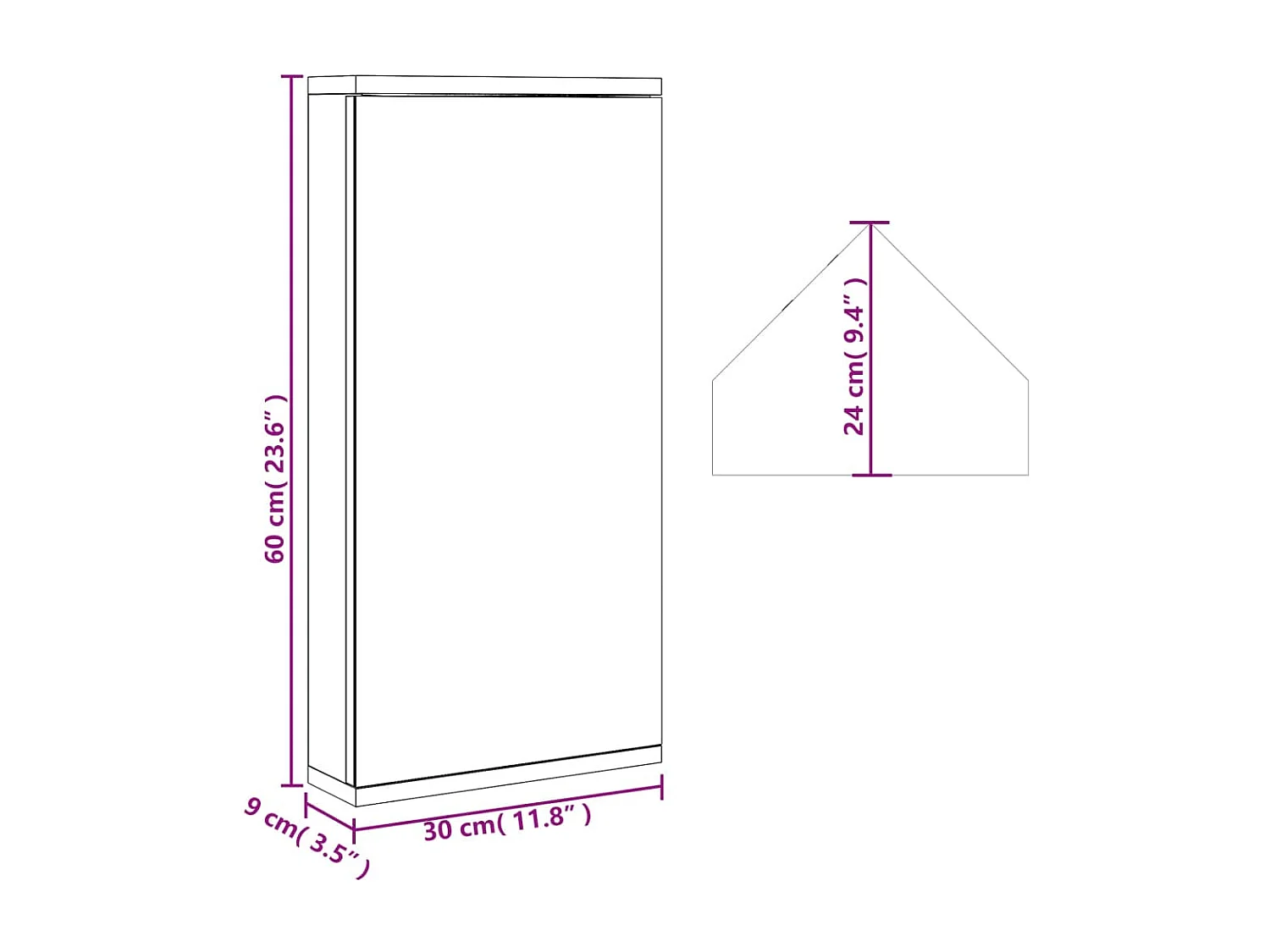Mueble de baño esquinero con espejo blanco 30x24x60 cm