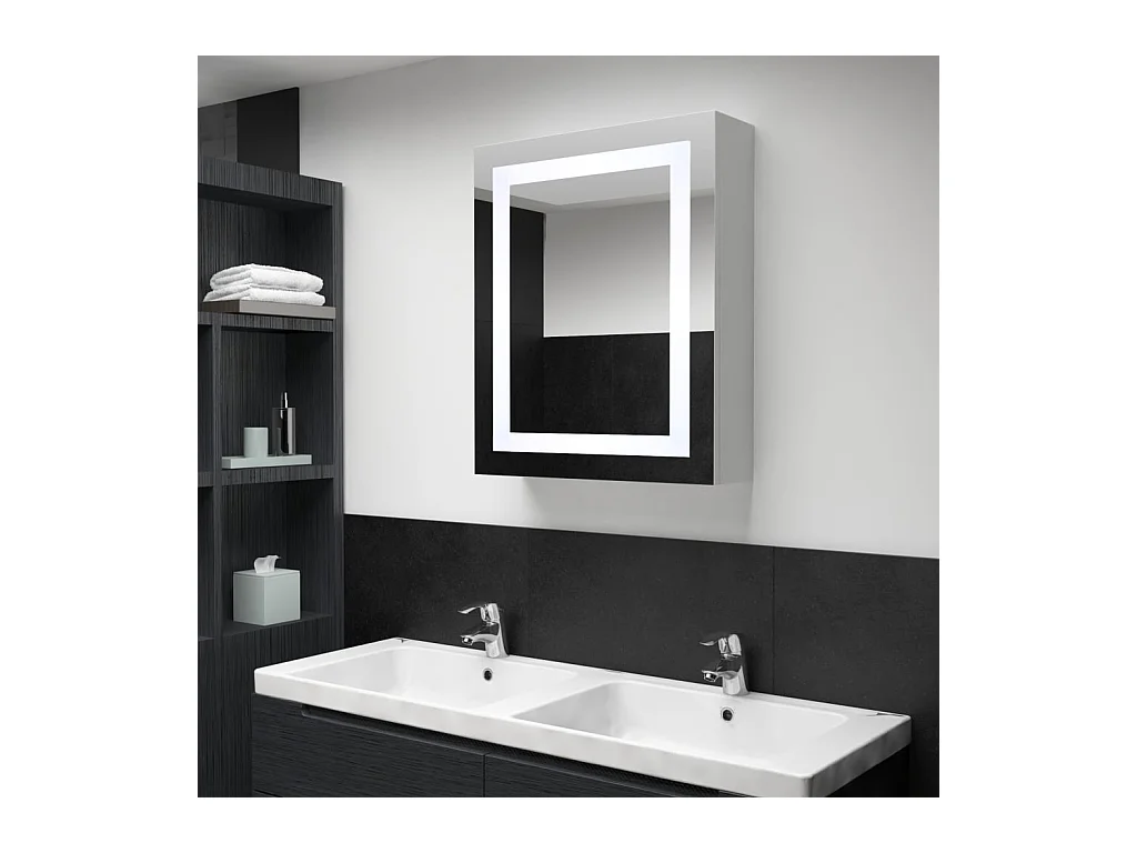 Mobiletto bagno con specchio LED 50x13x70 cm