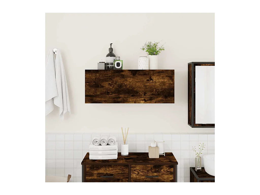 Armoire murale de bain chêne fumé 80x25x30 cm bois d'ingénierie