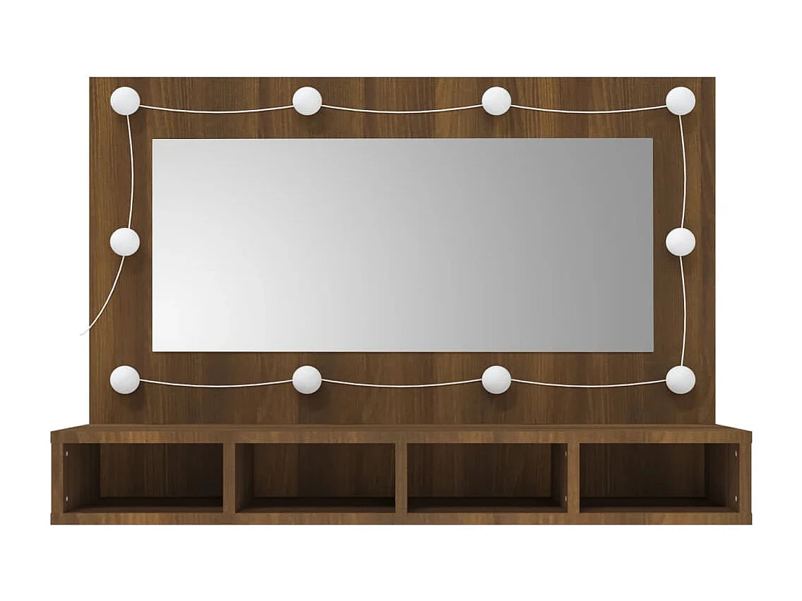 Armoire à miroir avec LED Chêne marron 90x31,5x62 cm