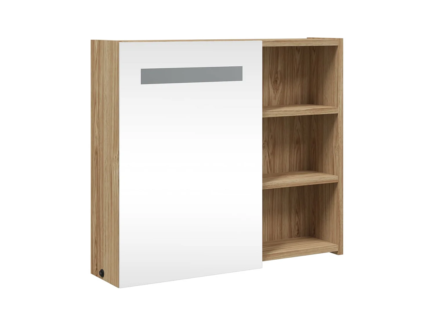 Armoire de salle de bain à miroir avec LED chêne 60x13x52 cm