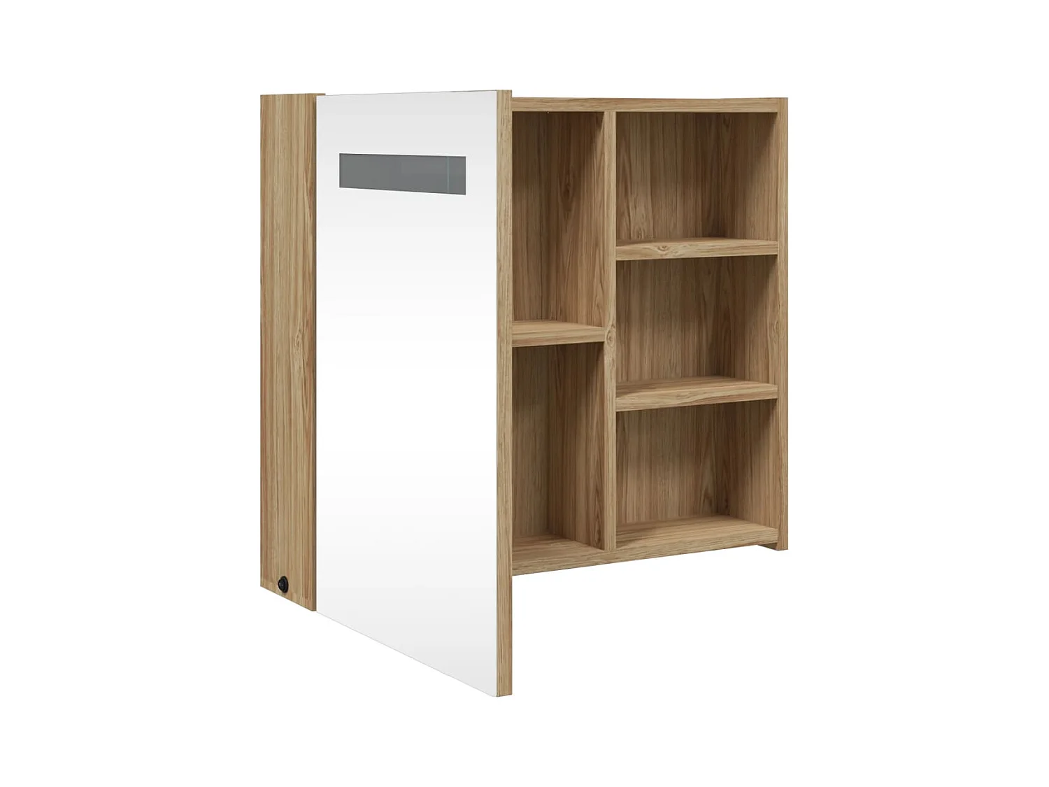 Armoire de salle de bain à miroir avec LED chêne 60x13x52 cm