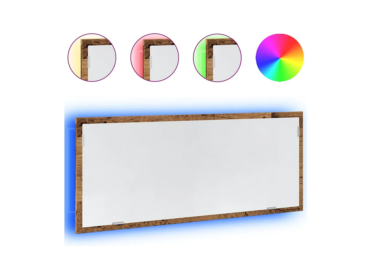 Miroir de salle de bain à LED vieux bois bois d'ingénierie