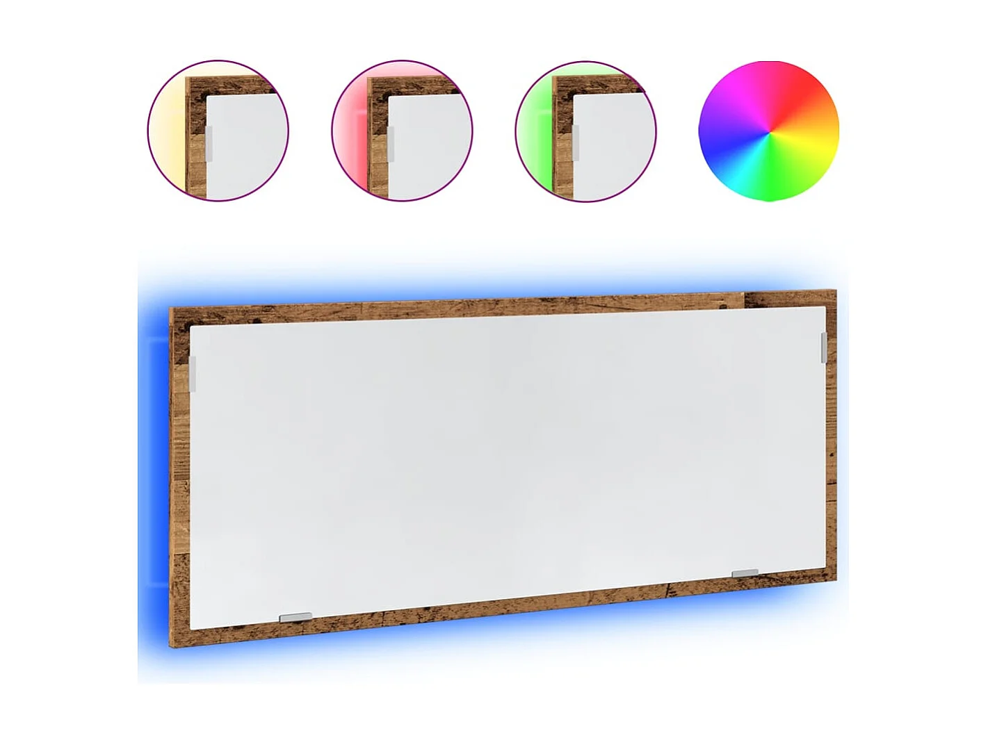 LED badkamerspiegel oud hout bewerkt hout