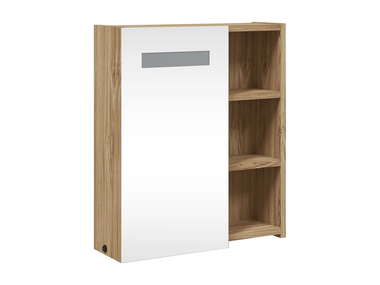 Mobiletto specchio da bagno con LED rovere 45x13x52 cm