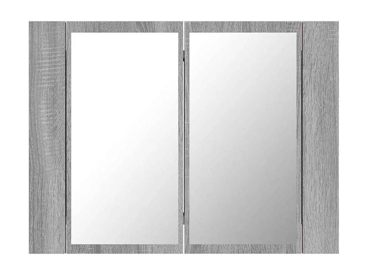 Armario con espejo LED Sonoma gris de 60 x 12 x 45 cm de madera de ingeniería