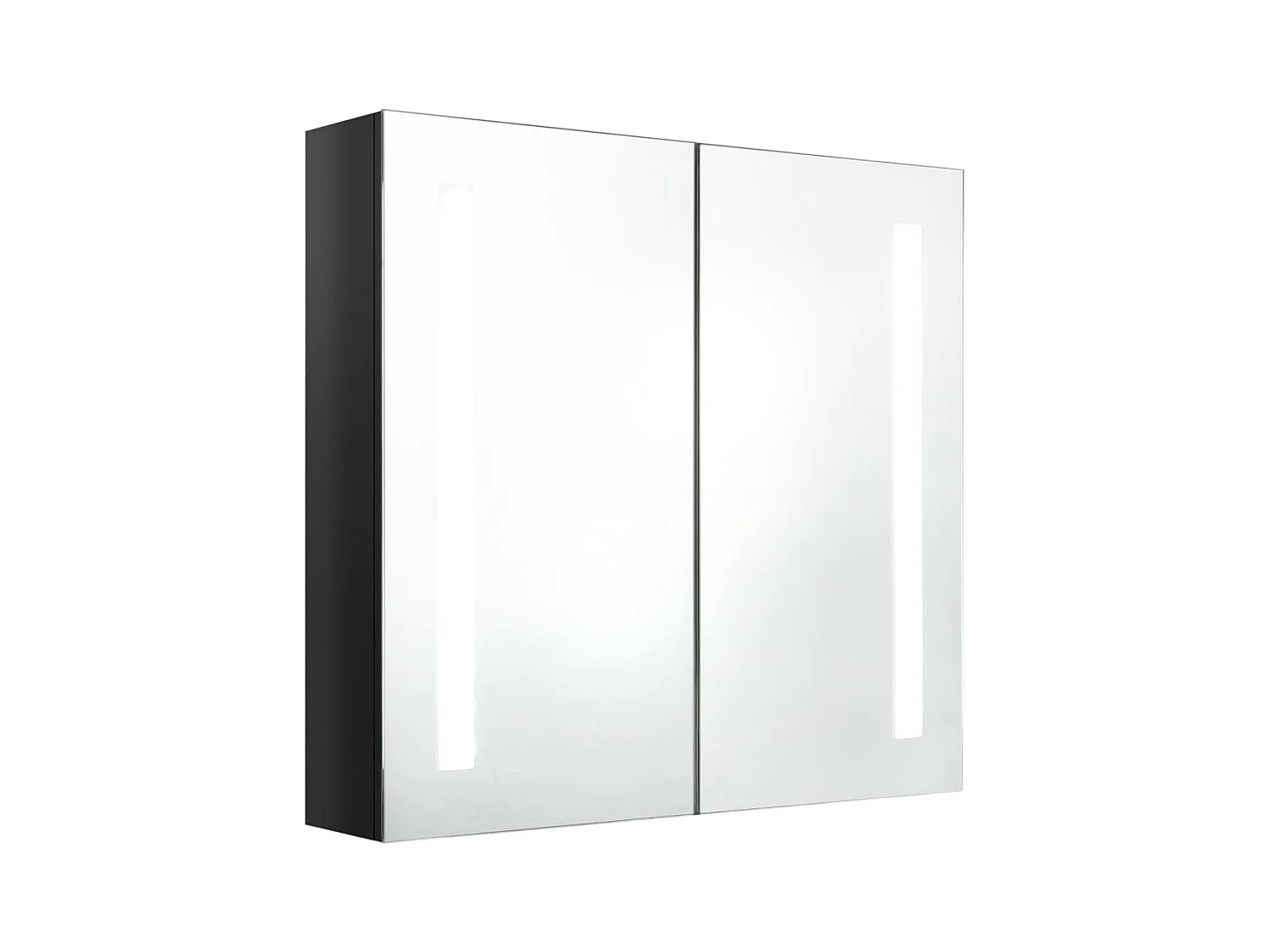Armoire de salle de bain à miroir LED noir brillant 62x14x60 cm
