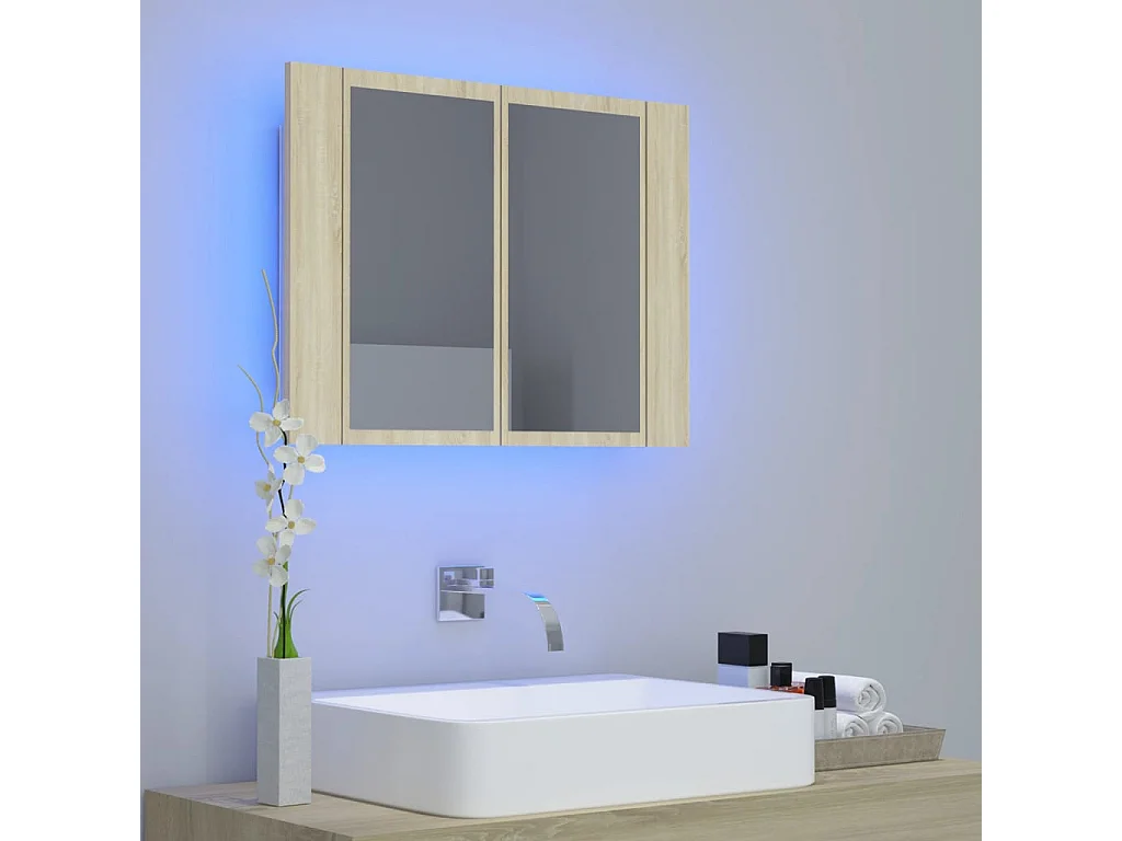 LED badkamerspiegelkast Sonoma eiken 60x12x45 Acryl