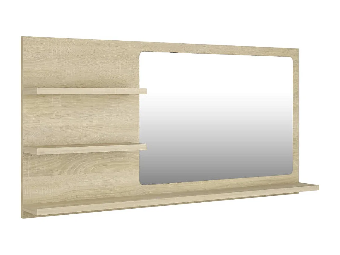 Specchio da bagno in legno ingegnerizzato di rovere Sonoma