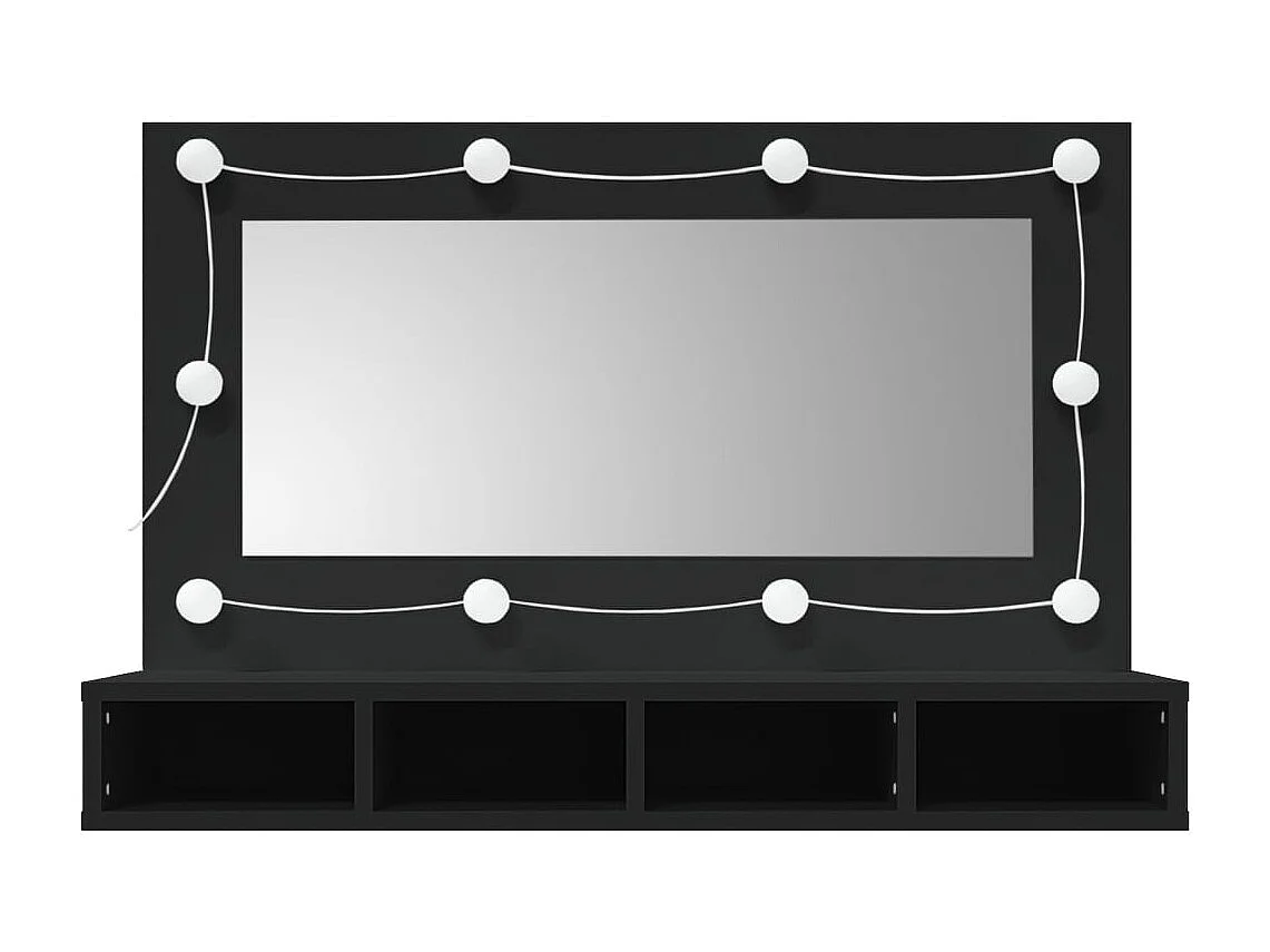 Armoire à miroir avec LED noir 90x31,5x62 cm