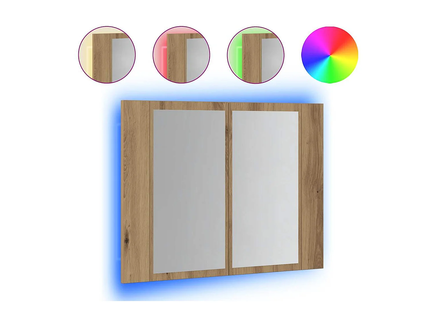 Armoire à miroir LED chêne artisanal 60x12x45cm bois ingénierie