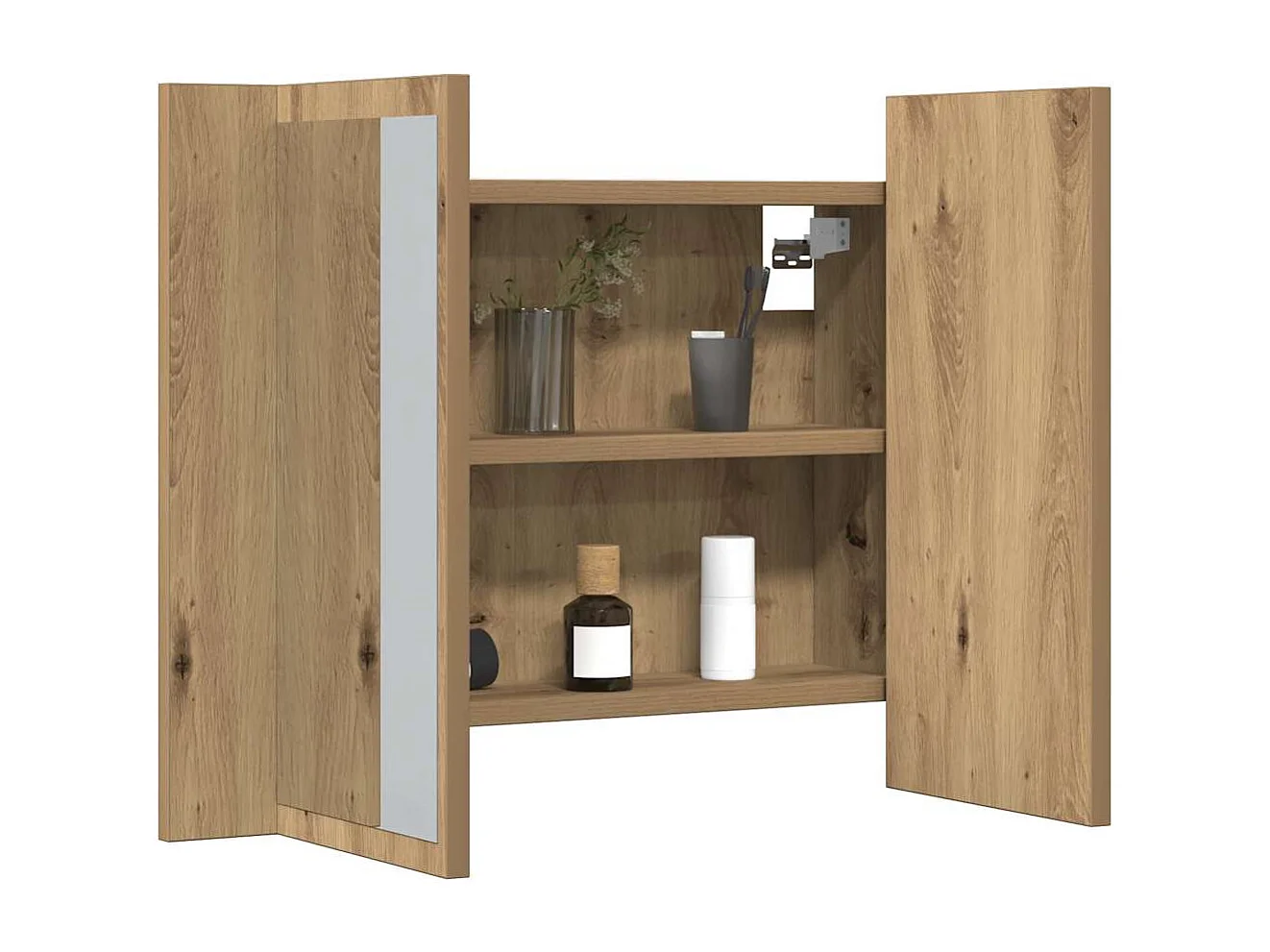 Armario con espejo LED fabricado a mano en roble 60x12x45cm madera de ingeniería