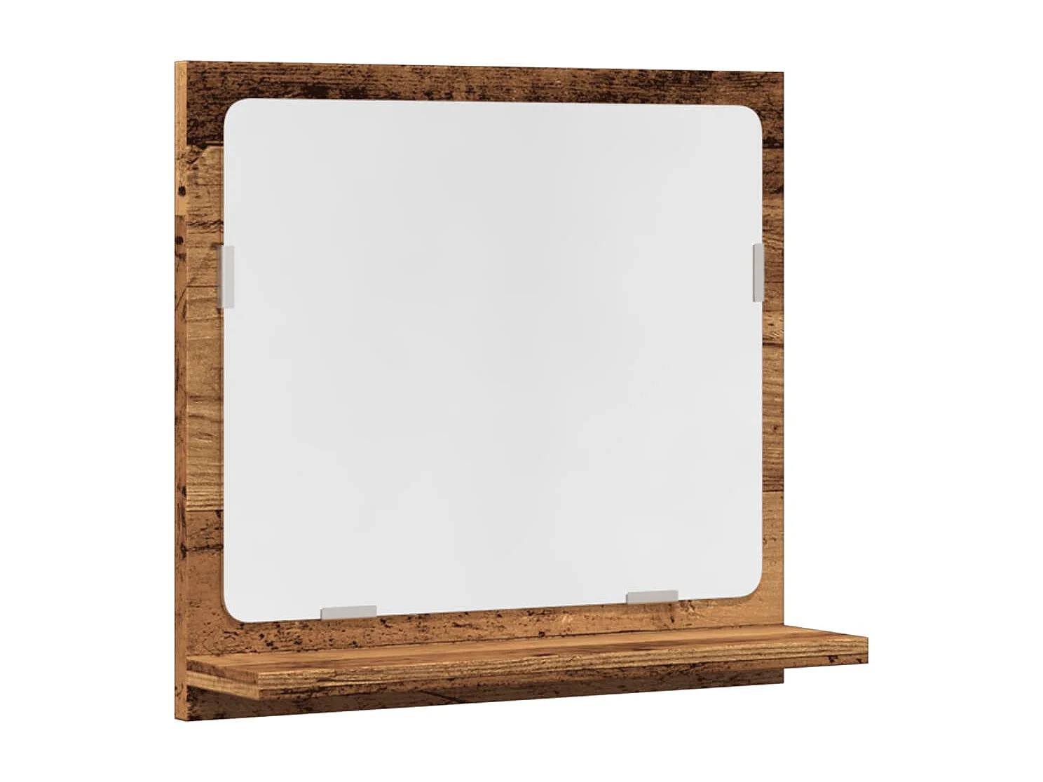 Mobiletto con specchio da bagno in legno vecchio, legno ingegnerizzato