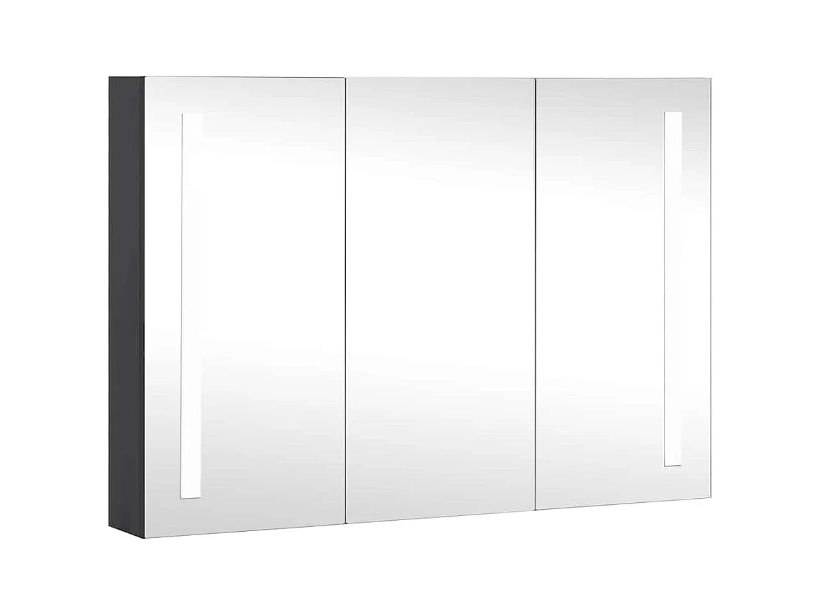 Mobiletto bagno con specchio LED 89x14x62 cm
