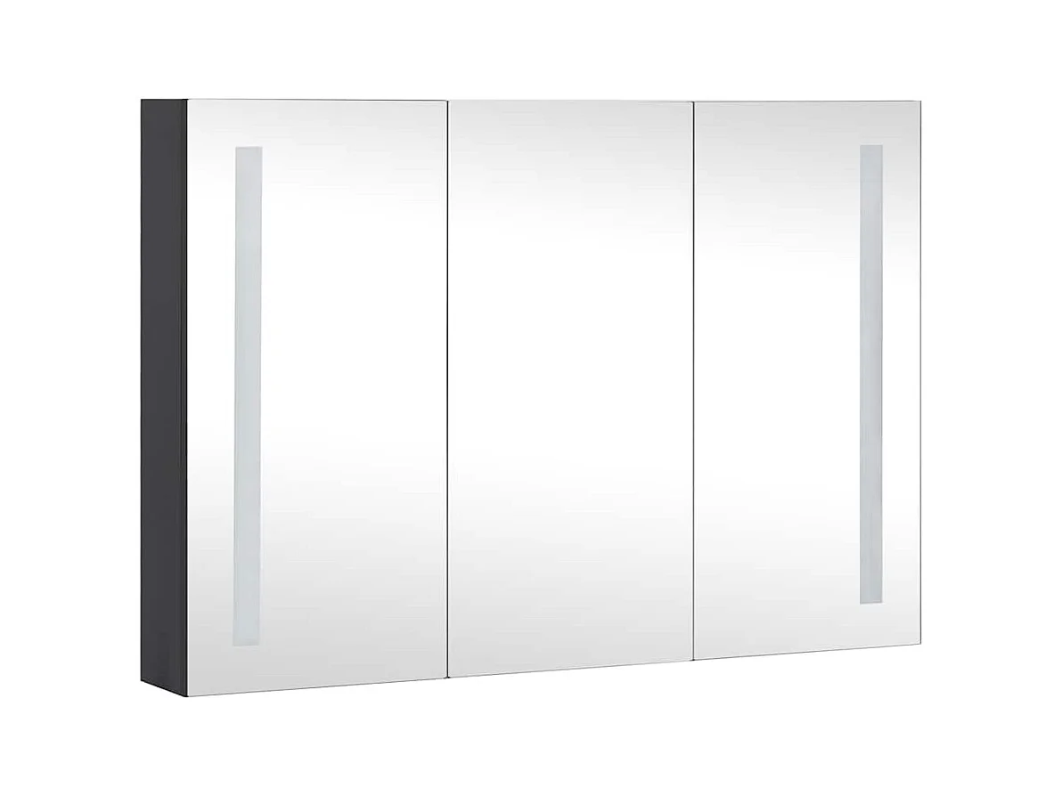 Mobiletto bagno con specchio LED 89x14x62 cm