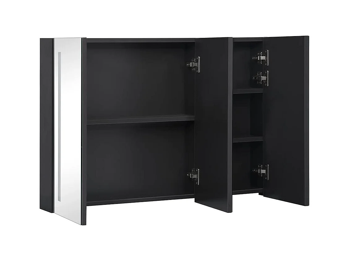 Mobiletto bagno con specchio LED 89x14x62 cm