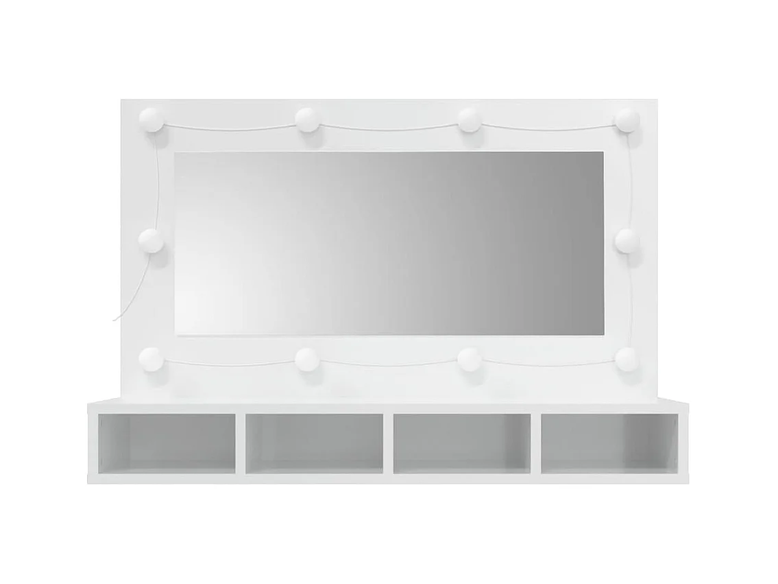 Armario espejo con LED Blanco brillo 90x31,5x62 cm