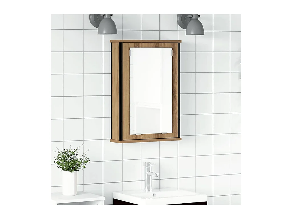 Armoire à miroir de salle de bain chêne artisanal 42x12x60 cm