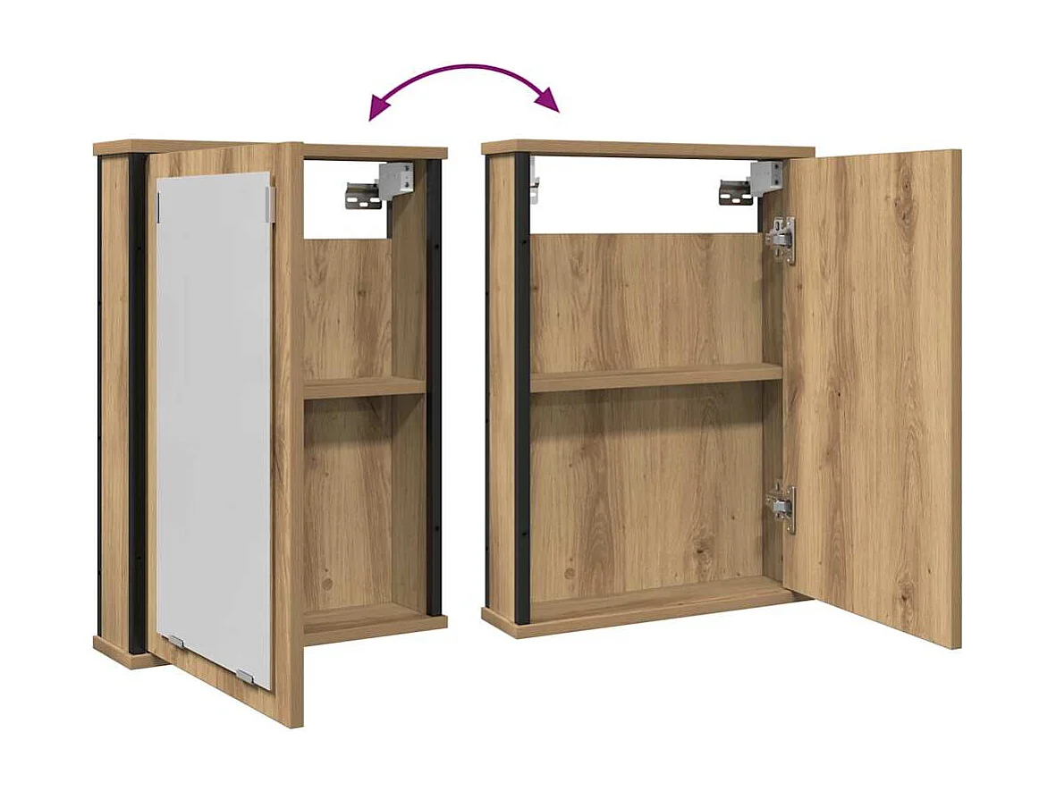 Armoire à miroir de salle de bain chêne artisanal 42x12x60 cm
