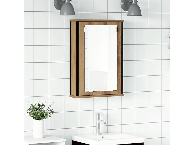 Armoire à miroir de salle de bain chêne artisanal 42x12x60 cm