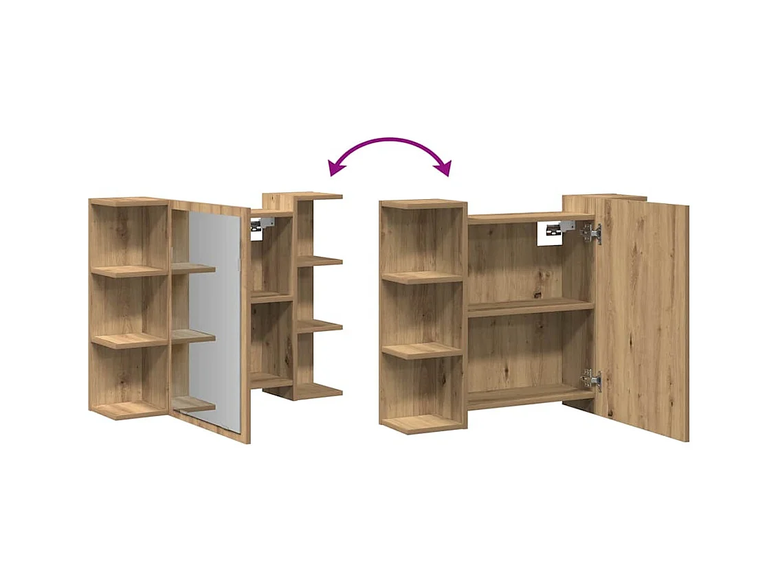 Mueble de baño con espejo fabricado artesanalmente en roble 80x20,5x64 cm