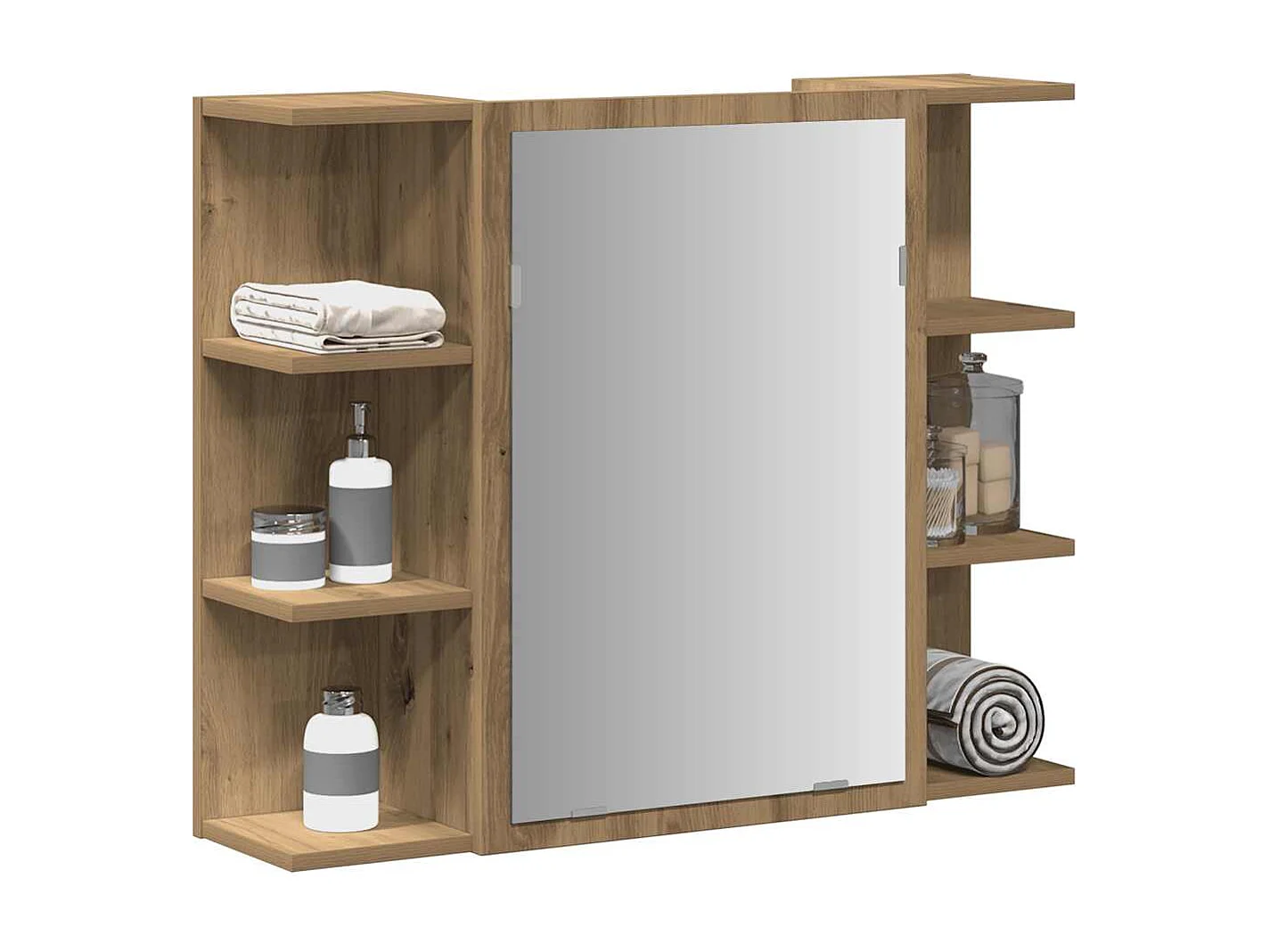 Armoire à miroir de salle de bain chêne artisanal 80x20,5x64 cm