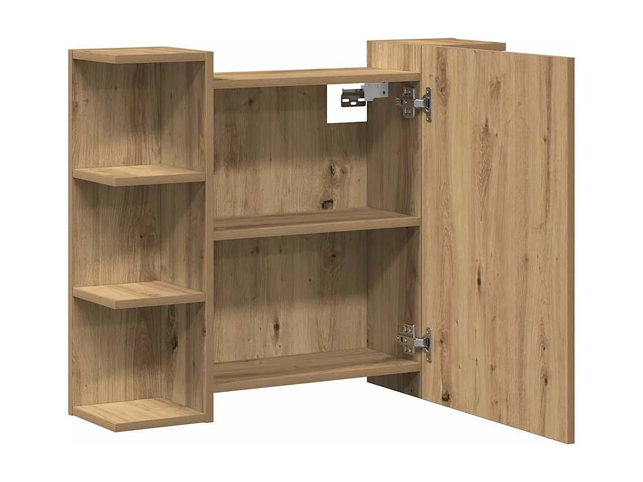 Armoire à miroir de salle de bain chêne artisanal 80x20,5x64 cm