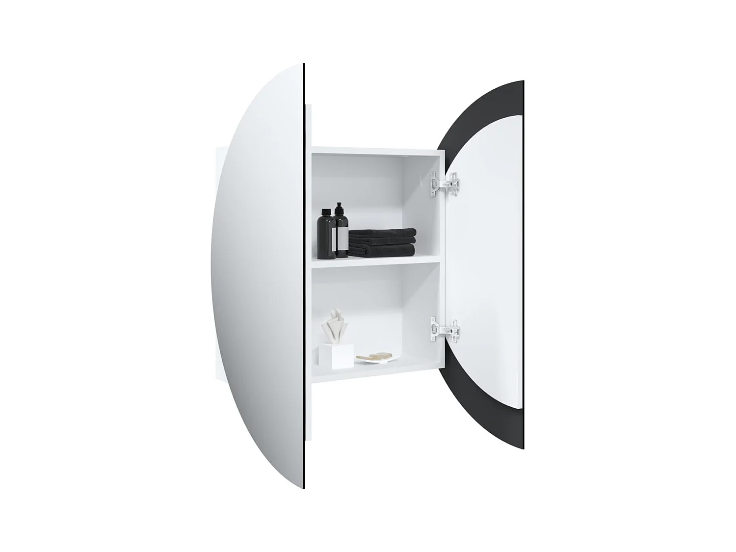 Ronde spiegelkast voor in de badkamer met ledverlichting, wit, 54 x 54 x 17,5 cm