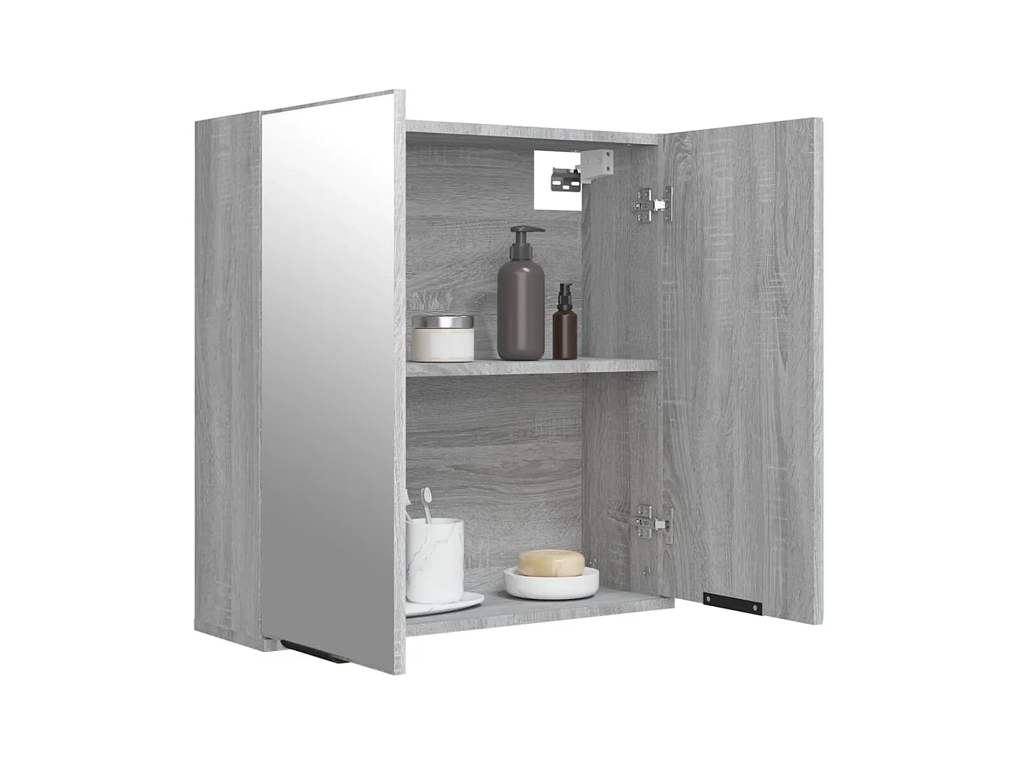 Mobiletto con specchio da bagno grigio Sonoma 64x20x67 cm