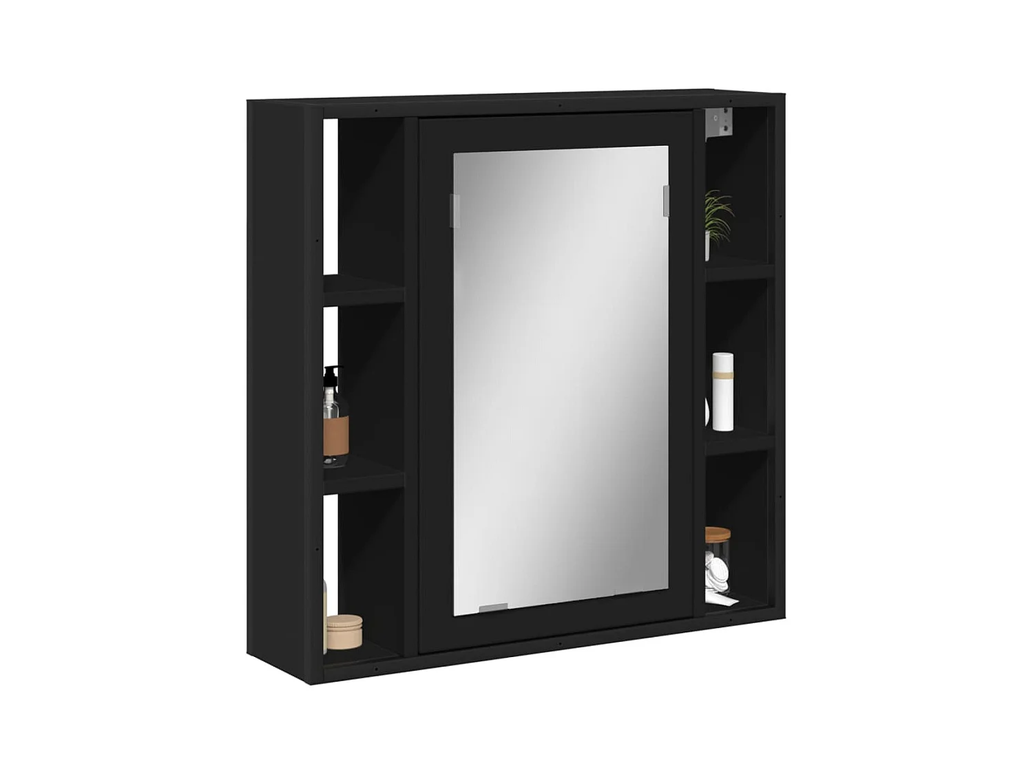 Armoire de salle de bain à miroir noir bois d'ingénierie