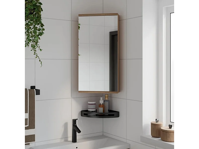 Mueble de baño esquinero con espejo de roble 30x24x60 cm